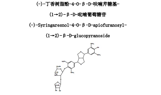 (-)-丁香树脂酚-4-O-β-D-呋喃芹糖基-(1→2)-β-D-吡喃葡萄糖苷